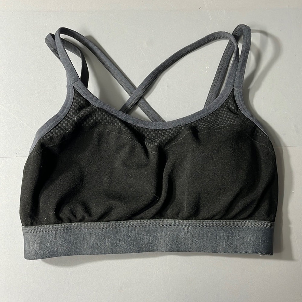 Reebok, black/gray sports bra size